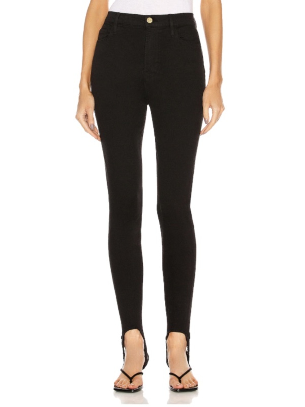 Frame Denim Black High-Rise Skinny Stirrup Jeans. Size 28